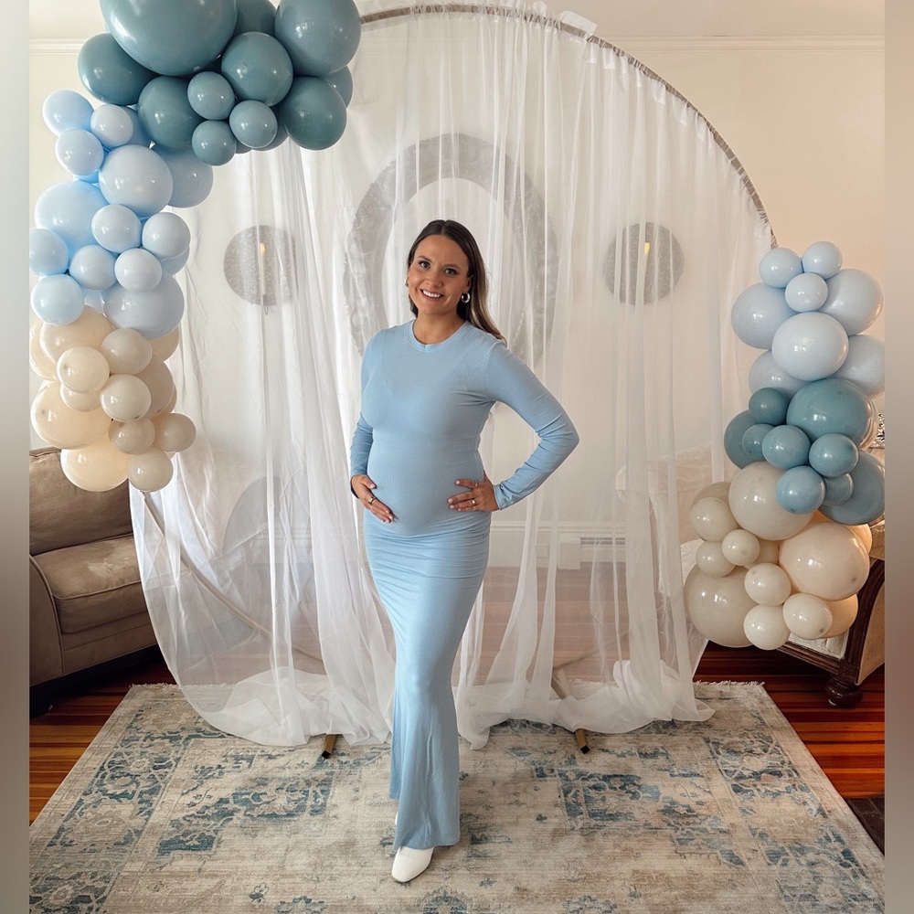 SOLD — Light Blue maternity Maxi Dress